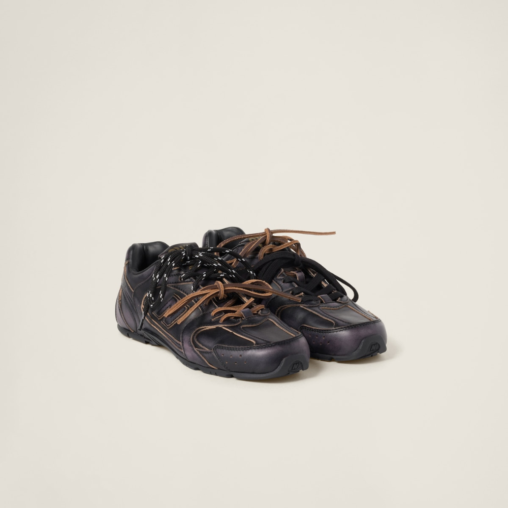 NB x Miu Miu 530 SL Black Leather Sneakers Women
