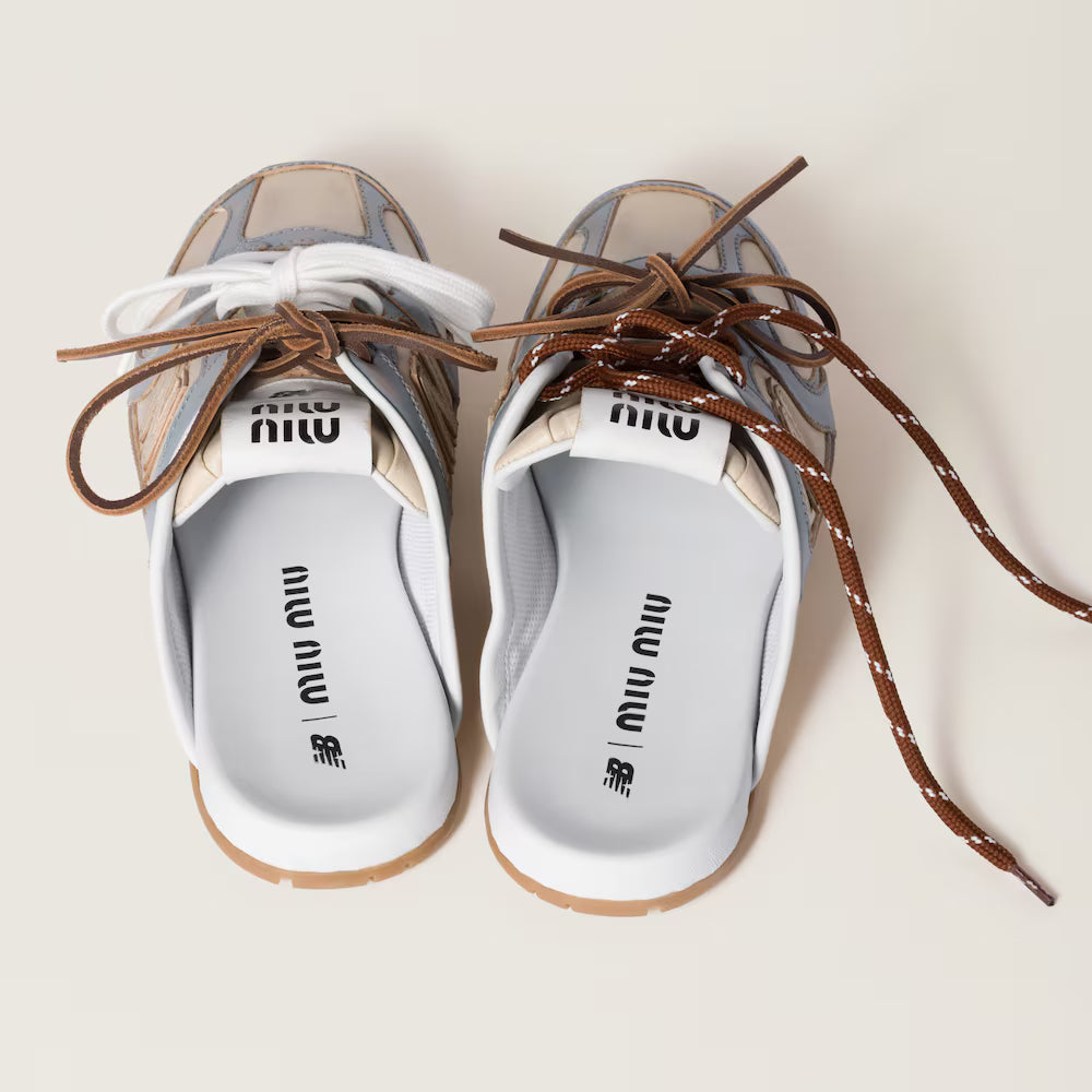 530 SL Mules – Bleached Leather & Gum Sole Sky Blue Travertine Gray Edition Women